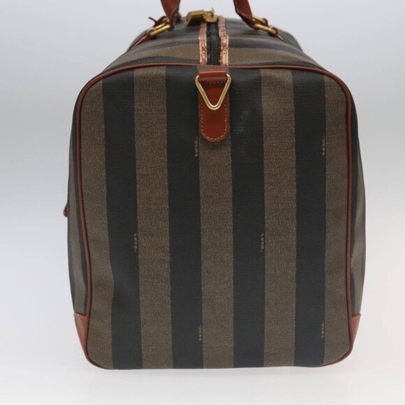 FENDI Pecan Canvas Boston Bag 2way Brown Black gold Auth - Picture 5 of 16